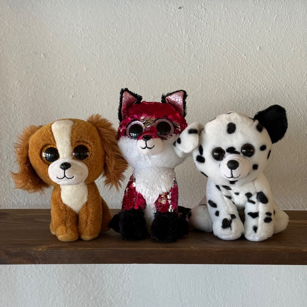 Ty Beanie Boo Plush Lot Jewel Fox Spencer Dalmatian Tala Dog Plushie Stuffed Toy
